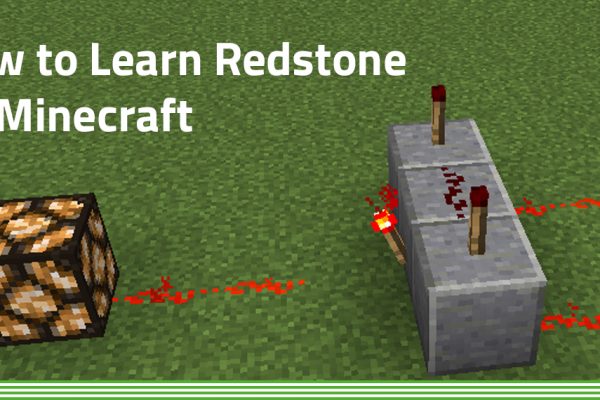 Image of Minecraft blocks powered by Redstone and lever
