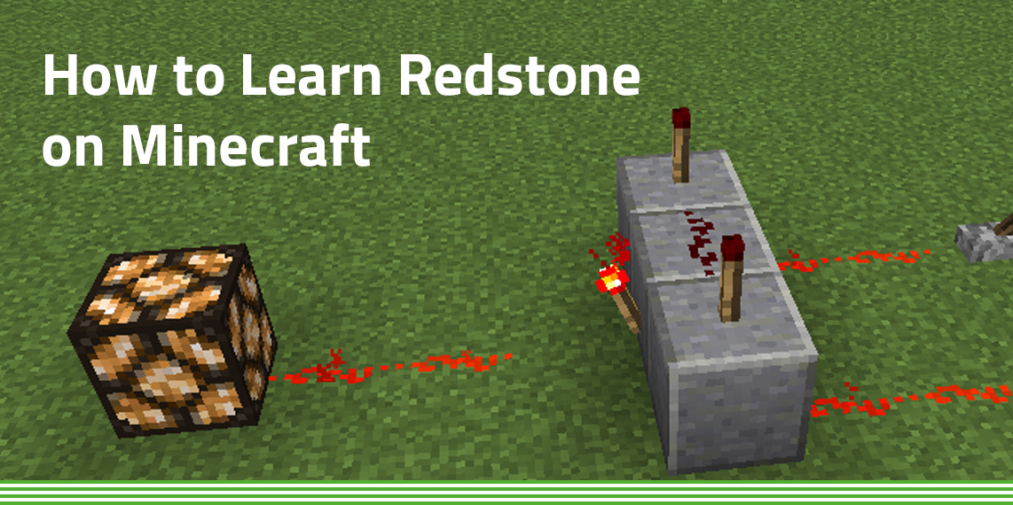 Image of Minecraft blocks powered by Redstone and lever