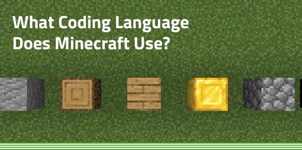 Image of 5 different Minecraft blocks on green