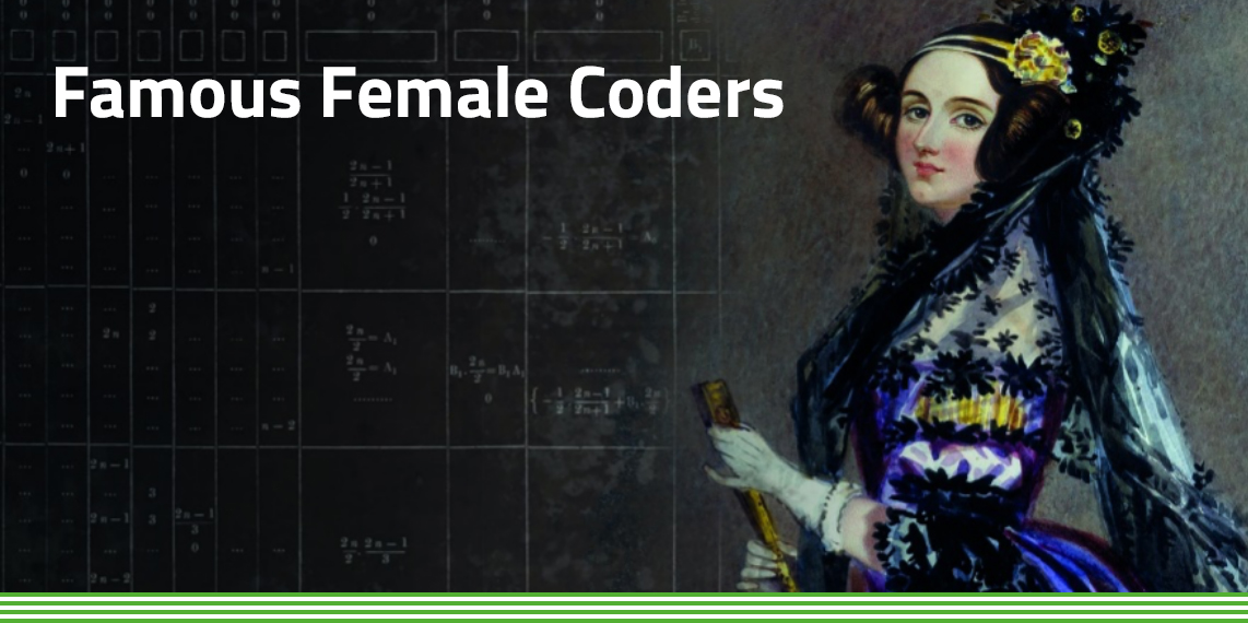 Famous Female coders, old photo of Ada Lovelace in period clothing on a dark background