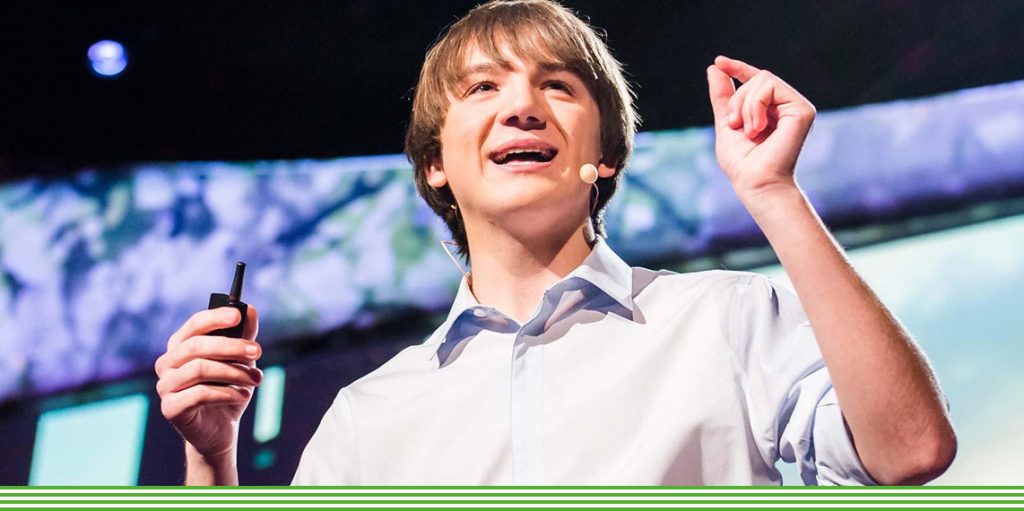 Photo of Jack Andraka on stage at a Ted Talk